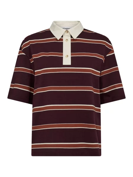 Co'couture Tricou Augusta / maro deschis / roșu vin bej