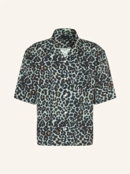 Allsaints Resortová Košile Silesia Oversized Fit / koňaková / světle šedá černá