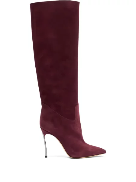 Botine Casadei din piele de căprioară roșu