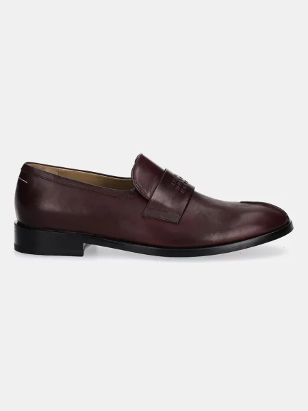 Maison Margiela mocasini de piele cu plat bordo