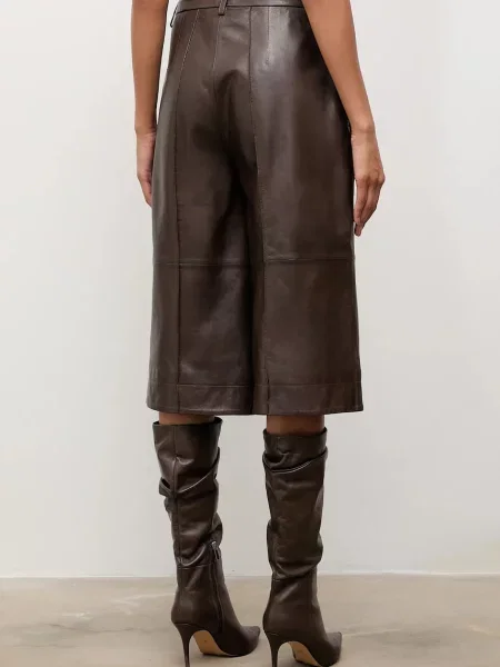 Кожаные брюки Answear.lab с высокой посадкой коричневые