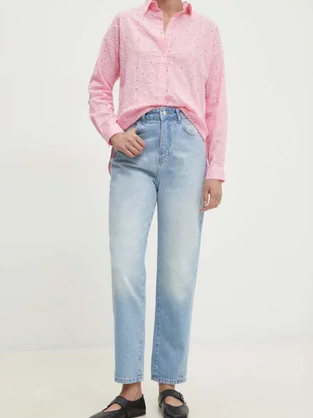 Дънки Answear Lab с висока талия синьо