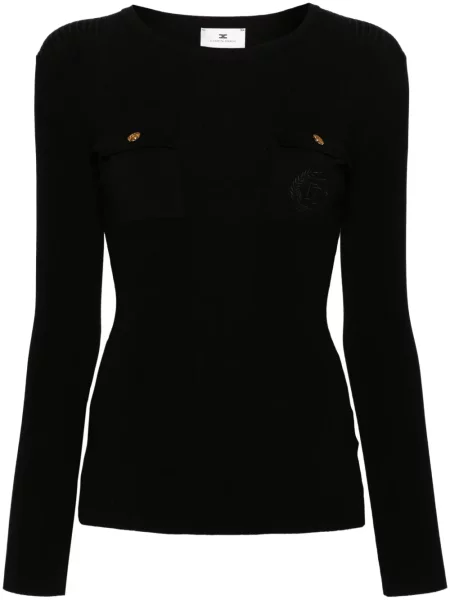 Pulover Elisabetta Franchi cu broderie negru