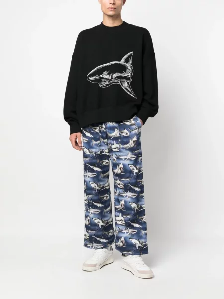 Hanorac crewneck Palm Angels cu decolteu rotund negru