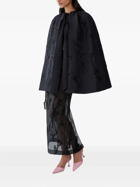 Šilkinis gėlėtas striukė Carolina Herrera juoda