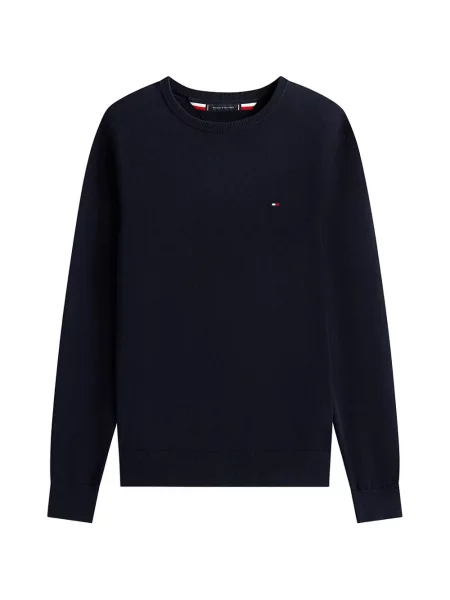 Pulover Tommy Hilfiger cu broderie cu decolteu rotund albastru