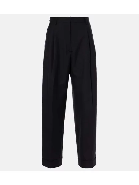 Pantaloni Dries Van Noten cu talie înaltă de lână negru
