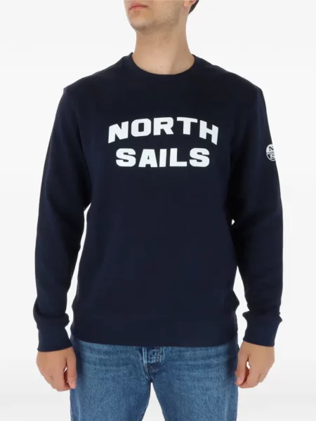 Sweter North Sails z nadrukiem z okrągłym dekoltem niebieski