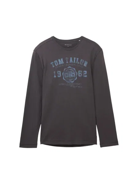 TOM TAILOR Tricou albastru marin / grafit gri