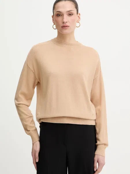 Armani Exchange pulover din amestec de lână bej
