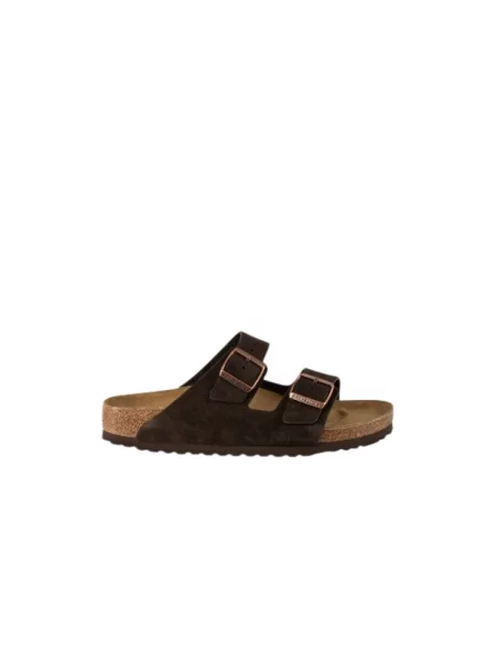 Klapki Birkenstock zamszowe brązowe