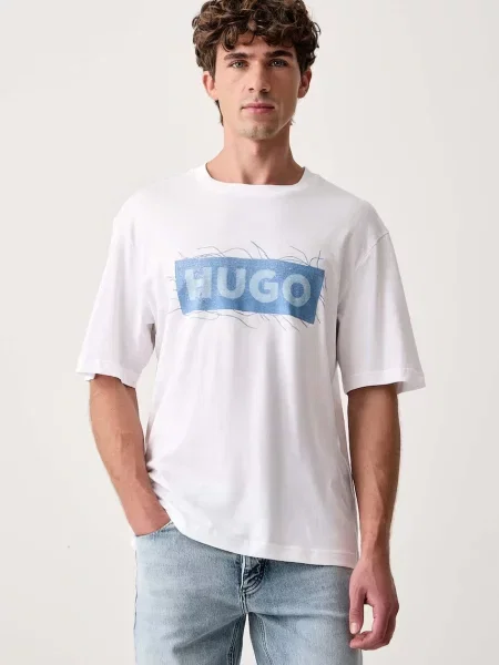 HUGO Blue tricou pentru bărbați din Naxter alb