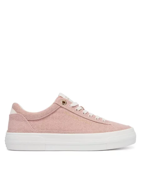 Tommy Hilfiger Superge Washed Canvas Platform Trainers roza