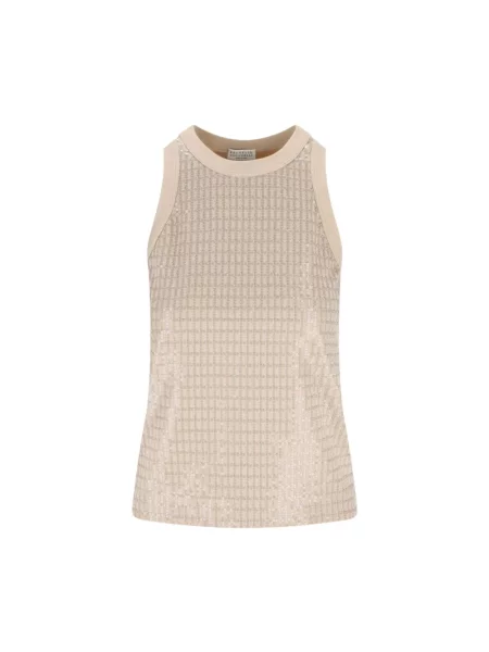 Top Brunello Cucinelli na ramiączkach beżowy