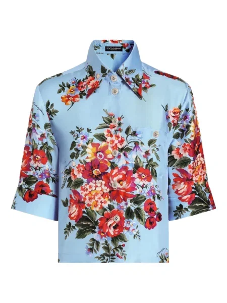 Cămașă Dolce & Gabbana cu model floral cu imagine albastru