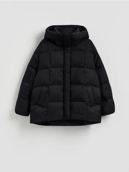 Reserved Geacă de puf cu glugă negru