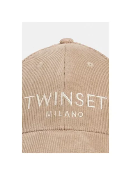 Twinset czapka z daszkiem sztruksowa brązowa