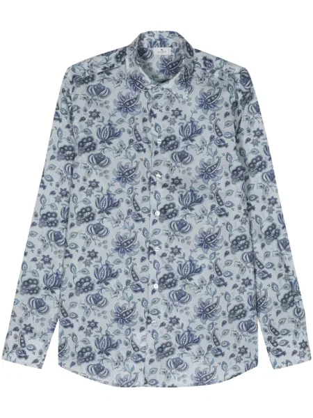 Cămașă Etro cu imagine cu model paisley albastru