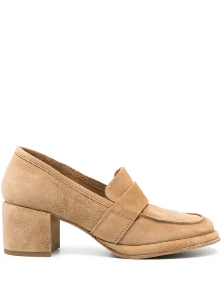 Pantofi cu toc Moma din piele de căprioară maro