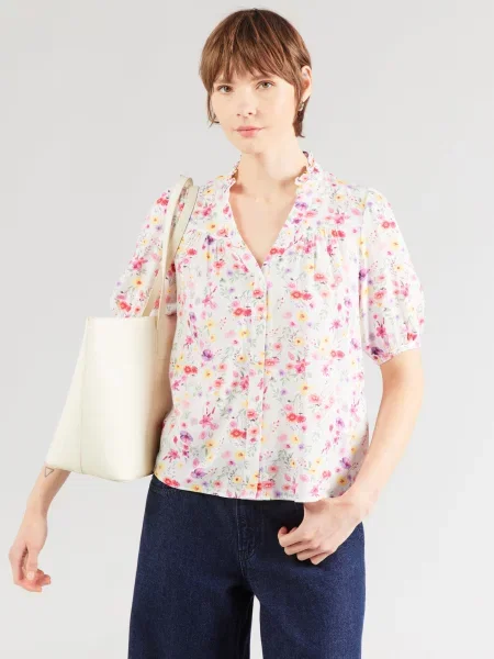 VERO MODA Blúzka VMEASY JOY svetlozelená / svetlofialová / svetloružová / šedobiela