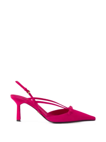 Pantofi cu toc Prada din piele de căprioară slingback roz