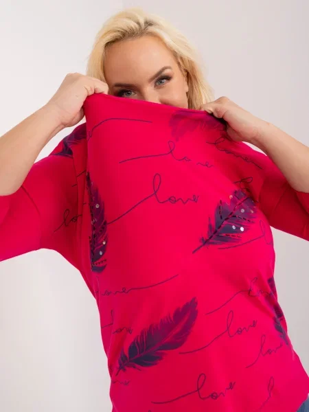 Bluzka Fashionhunters z napisami fuksja