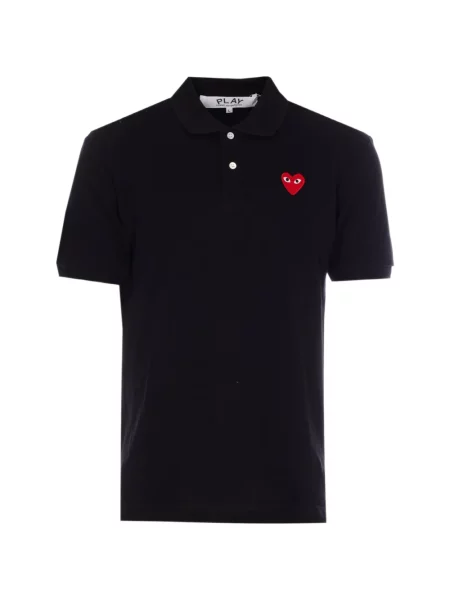 Tricou polo Comme Des Garcons Play cu autograf negru