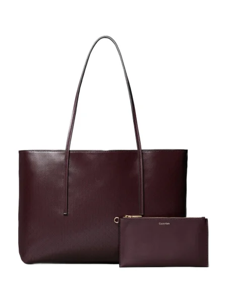 Calvin Klein Geantă Emblem Aop Tote W/ Pouch Vișiniu bordo