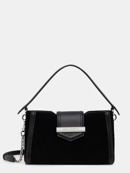 Karl Lagerfeld geantă crossbody pentru femei din piele întoarsă negru