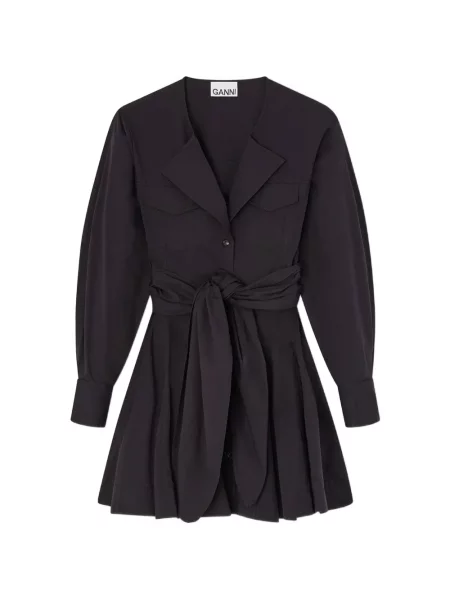Rochie tip cămașă Ganni de costum negru