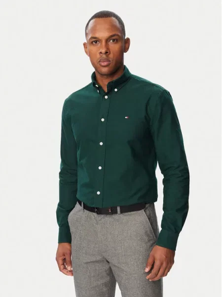 Tommy Hilfiger Cămașă Solid Heritage închis verde