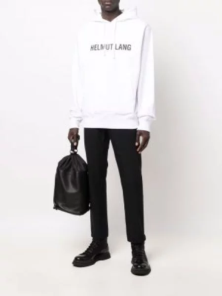 Hanorac cu glugă Helmut Lang cu imagine alb