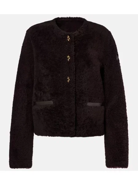 Kurtka skórzana Moncler o krotszym kroju czarna