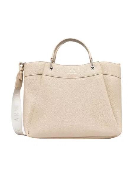 Shopperka Armani Exchange skórzana beżowa