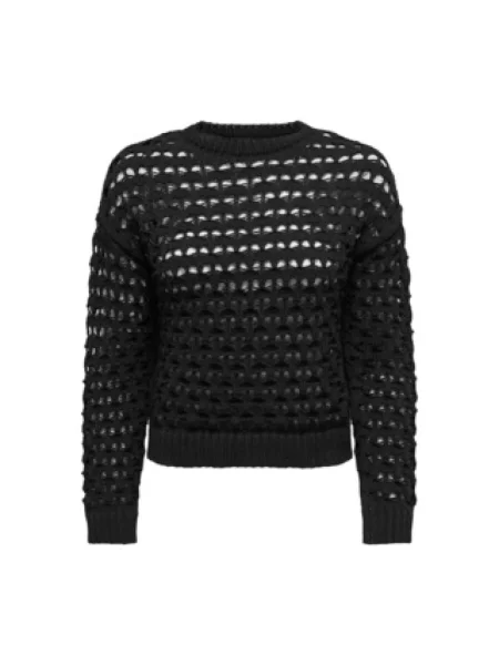 Dzianinowy krótki sweter Only czarny