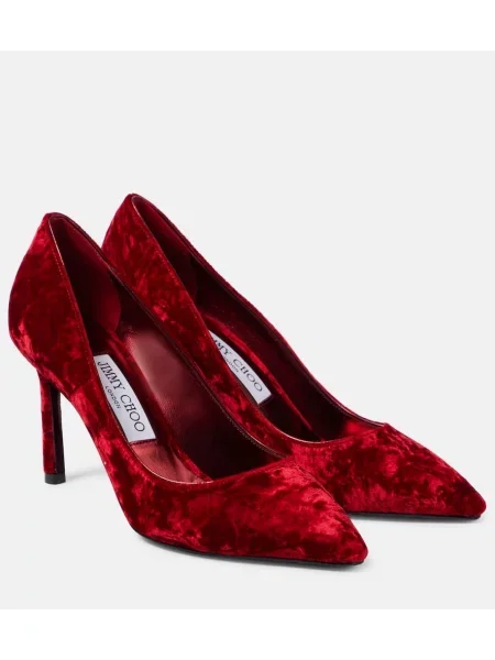 Pantofi cu toc Jimmy Choo de catifea roșu