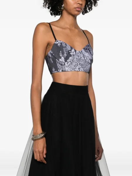 Top Quetsche din dantelă negru