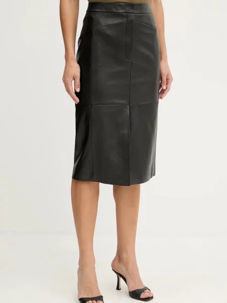 BOSS Fustă din piele Sekina negru