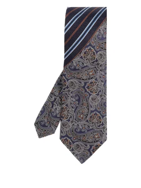 Cravată Etro de mătase cu model paisley albastru