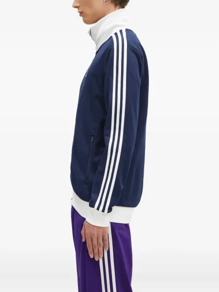 Tricou Adidas cu dungi cu broderie albastru