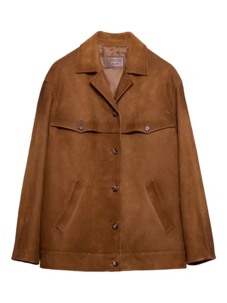 Geacă Prada din piele de căprioară maro