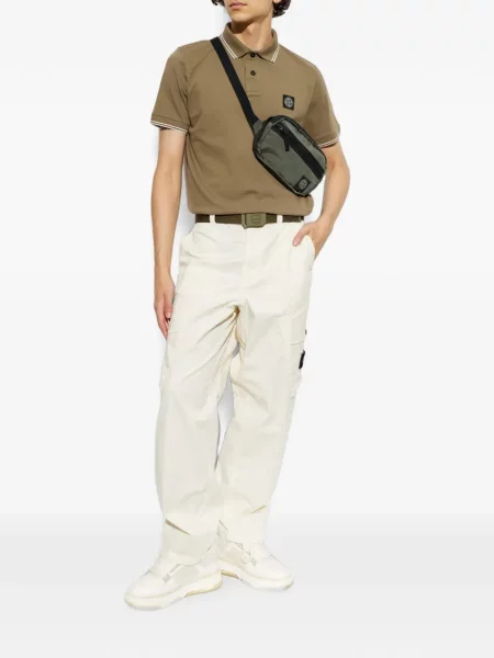 Tricou polo Stone Island cu strasuri maro