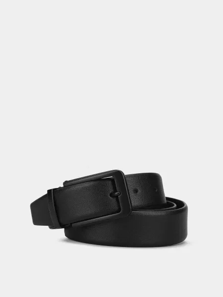 Кожаный ремень Braska с ремешками черный