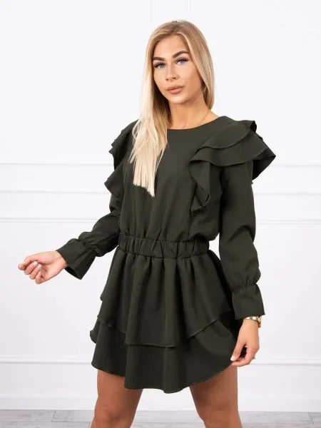 Rochie Kesi cu volane de costum kaki