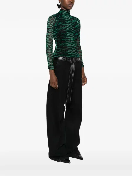 Top Dvf Diane Von Furstenberg cu imagine cu dungi de tigru verde