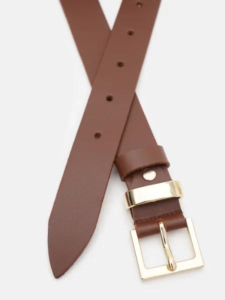 Кожаный ремень Borsa Leather с ремешками коричневый