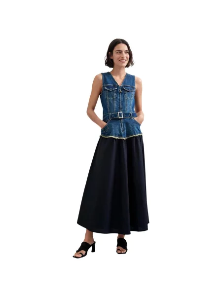 Desigual Košeľové šaty námornícka / denim modrá