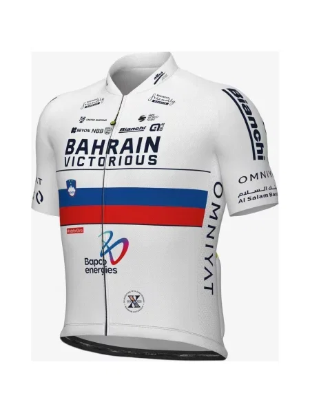 Koszulka rowerowa Bahrain-Victorious Slovenian Champion Prime z krótkim rękawem S biała