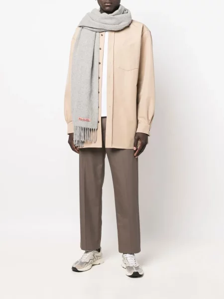 Vilnonis šalikas Acne Studios su kutais pilka