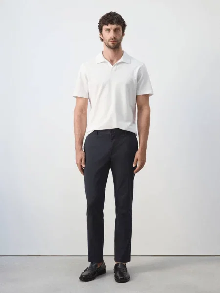 Spodnie chinosy Prato cropped tappered ciemnogranatowy Mężczyzna 38 MANGO MAN